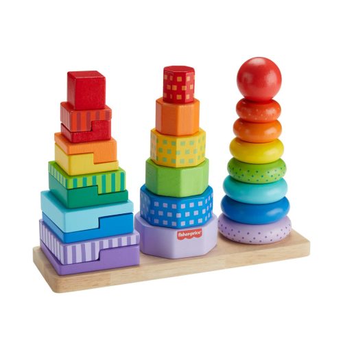 Fisher-Price Színes formaválogató és toronyépítő piramis játékszett #HXT76