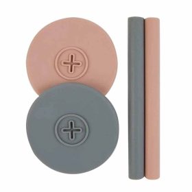   CogniKids Hygge Szilikon Fedél és Szívószál Kiegészítő Szett SIP Poharakhoz #Slate - Blush #2db #AccPk01
