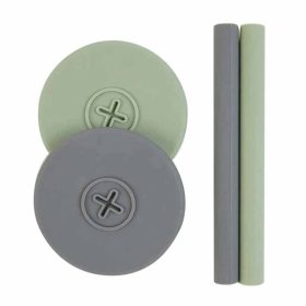   CogniKids Hygge Szilikon Fedél és Szívószál Kiegészítő Szett SIP Poharakhoz #Slate - Sage #2db #AccPk02