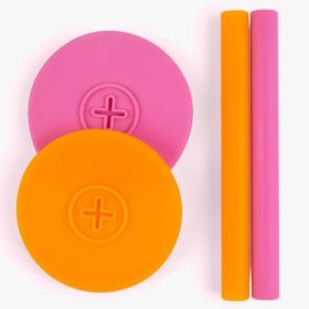   CogniKids Szilikon Fedél és Szívószál Kiegészítő Szett SIP Poharakhoz #Tangerine - Flamingo #2db #AccPk05