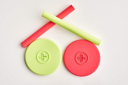 CogniKids Szilikon Fedél és Szívószál Kiegészítő Szett SIP Poharakhoz #Apple - Rose #2db #AccPk04