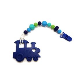 ZelBa Babralánc rágóka 3in1 #sötétkék vonat