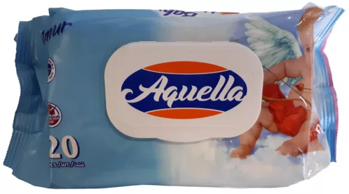 Aquella Baby Mix Nedves törlőkendő ultra puha fliptop nedves kupakos #120db #angyalkás #kék