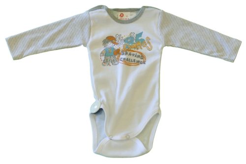 Leopoldi Body hosszú ujjú #pamut #filmnyomott #80 #fehér szürke-csíkos Street Games #110177