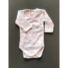   Leopoldi Body hosszú ujjú réklis 56 fehér pink szivecskés #101359