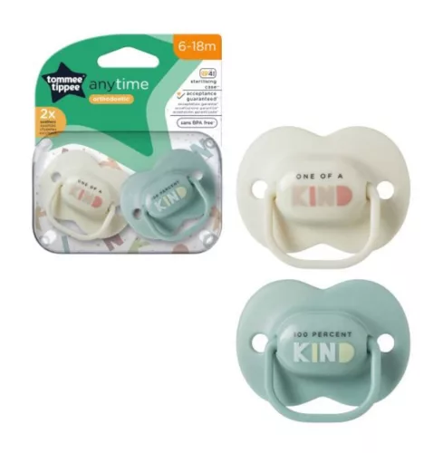 Tommee Tippee Anytime játszócumi #6-18hó #2db #KIND krém-zöld #433544-335449