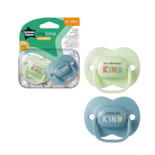 Tommee Tippee Anytime játszócumi 6-18hó 2db KIND kék-zöld #433544-335449