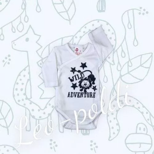 Leopoldi Body hosszú ujjú réklis filmnyomott 62 fehér kék Wild Adventure #110979