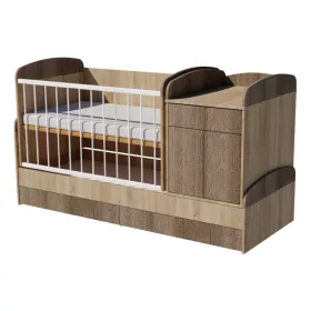   Raktárról - Kindermöbel DUO Bogi ringatós kombi kiságy #Világos sonoma - sötét sonoma #KIN-00007