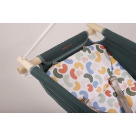   Adamo Bébihinta keresztfával és 5 pontos biztonsági övvel #Zöld Szivárványbab