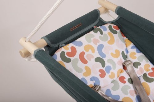 Adamo Bébihinta keresztfával és 5 pontos biztonsági övvel #Zöld Szivárványbab