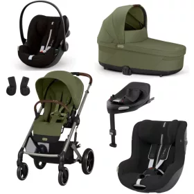   Cybex Gold Balios S Lux 5in1 szett Moss Green - hordozó és autósülés Moon Black