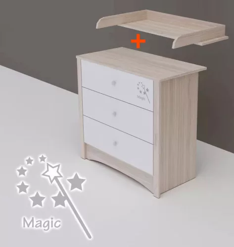 Todi Magic 3 fiókos komód + Pelenkázó toldalék