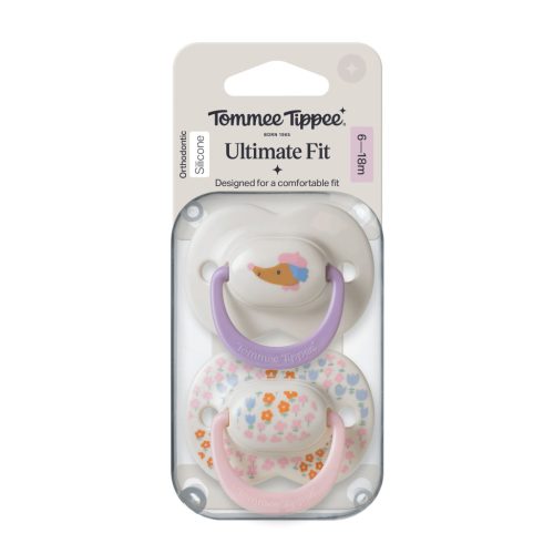 Tommee Tippee Ultimate Fit nyugtató cumi sterilizáló tokkal 6-18 hó 2 db #433652 #barna kutya