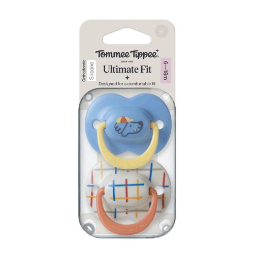 Tommee Tippee Ultimate Fit nyugtató cumi sterilizáló tokkal 6-18 hó 2 db #433651 #sapkás kutya