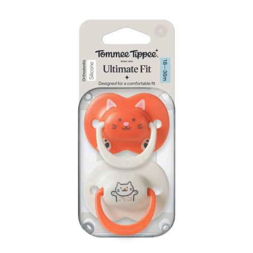 Tommee Tippee Ultimate Fit nyugtató cumi sterilizáló tokkal 18-36 hó 2 db #433658 #narancs