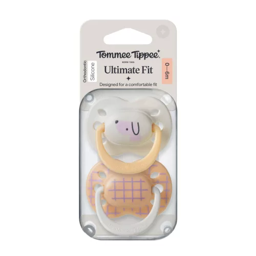 Tommee Tippee Ultimate Fit újszülött szilikon cumi sterilizáló tokkal 0-2 hó 2 db #433650 lány barack