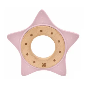 Kikkaboo rágóka szilikon és fa #Csillag pink