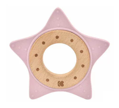 Kikkaboo rágóka szilikon és fa #Csillag pink