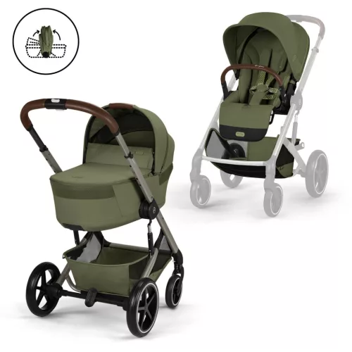Cybex Gold Balios S Lux babakocsi TPE - összecsukható mózeskosárral #Moss Green - khaki #526001695 2026