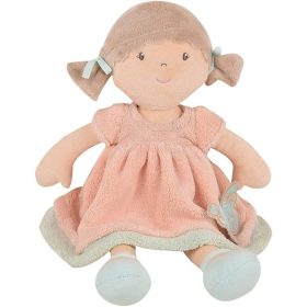   Tikiri Bonikka Pia rongybaba barna haj barackvirág-kék ruha #6006-1