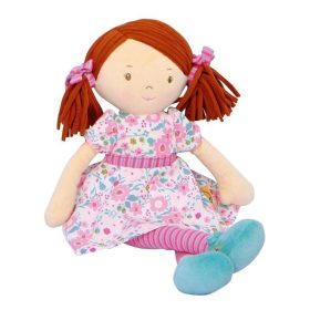   Tikiri Bonikka rongybaba #Katy barna haj rózsaszín-zöld ruha #5168