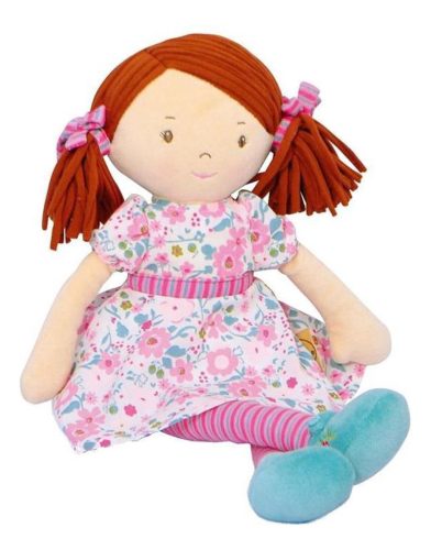 Tikiri Bonikka rongybaba #Katy barna haj rózsaszín-zöld ruha #5168