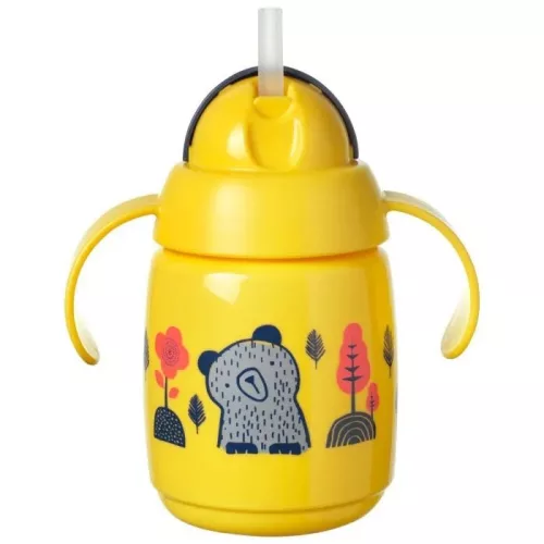 Tommee Tippee Superstar training straw szívószálas pohár 300ml #sárga #447831