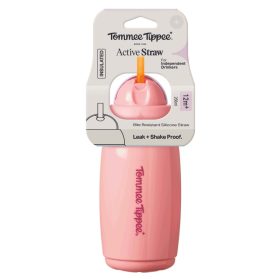  Tommee Tippee Active Straw Insulated szívószálas hőtartó pohár pink 266ml 12 hó+