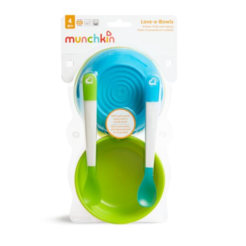 Munchkin Love-a-bowls tálka-fedél-kanál szett #1210601-1210602