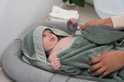 Doomoo Dry n PLAY Fürdőlepedő kapucnis rágókával 100x90cm Zöld #DP01