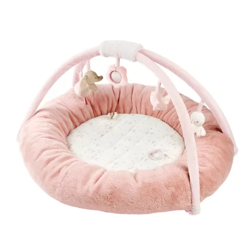 Nattou játszószőnyeg védőpárnával és játékhíddal FANFAN pink