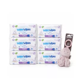   WaterWipes Soothing Clean 3 az 1-ben Nedves törlőkendő #6x60db + Ajándék Nattou Vibráló polip C-Gyűrűn