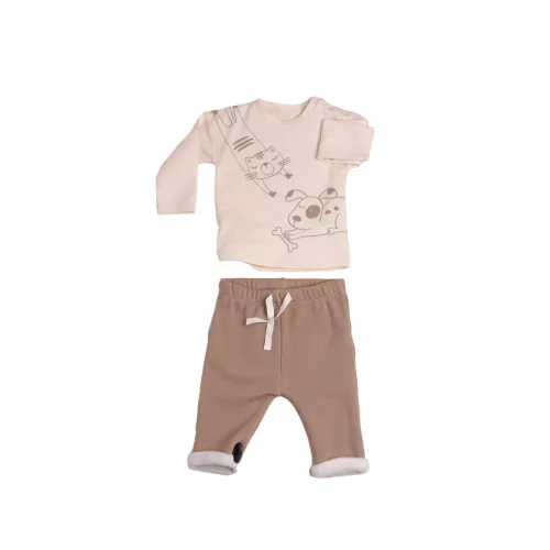 Losan Együttes pamut 2 részes 3-6 hó 68cm Beige #LNBAP0602-24035 KIFUTÓ