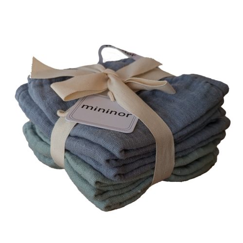  Mininor biopamut kendő 25x25cm 6db - szürke/zöld  #10293
