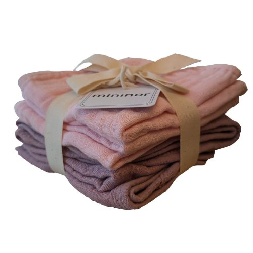  Mininor biopamut kendő 25x25cm 6db - rózsaszín/lila #10294