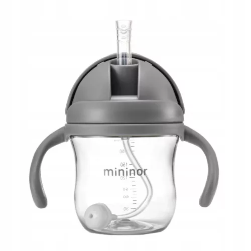 Mininor szívószálas itatópohár 220ml - szürke #14241