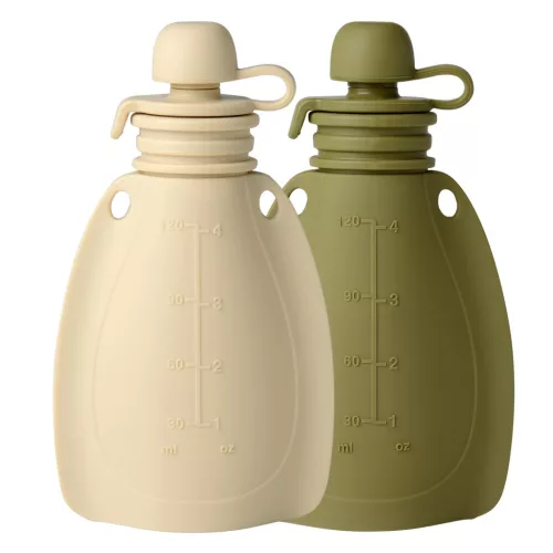 Mininor smoothie tartó kanállal 120ml 2db - bézs/mohazöld #14277