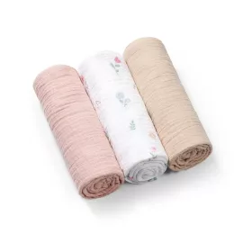   Babyono Textilpelenka színes gyűrt muszlin #3db #púderrózsaszín 828/01