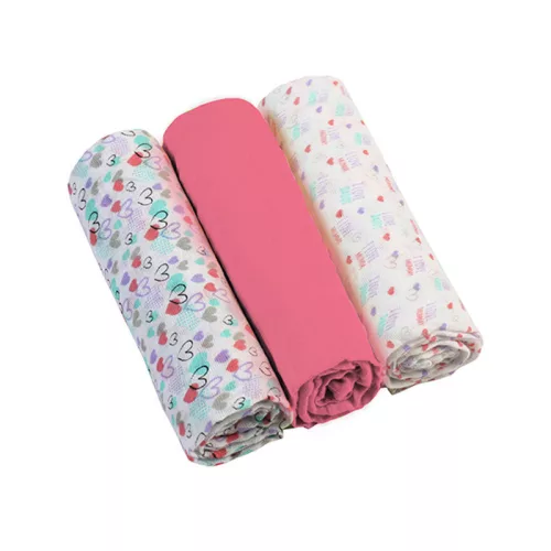 Babyono Textilpelenka színes #3db #pink #348-02