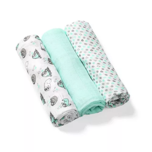 Babyono Textilpelenka színes #3db #bambusz #halványzöld #397-04