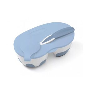   Babyono kétrekeszes Tányér kanállal #szürkés kék #1067-01