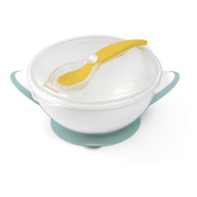Babyono tapadós-fedeles Tányér -kanállal #zöld #1063-04