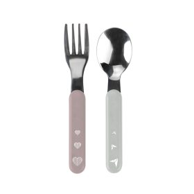   Babyono Evőeszköz-készlet rozsdamentes acél #szürke-púder mintás #1065-02