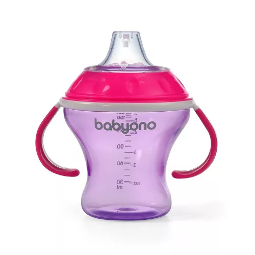 Babyono Itatópohár csöpögésmentes puha csőrrel #3hó #180ml #rózsaszín #1456-02