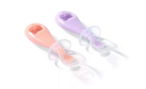 Babyono etetőkanál szilikon #2db #rózsaszín-lila #784-01