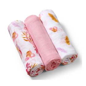   Babyono Textilpelenka színes #3db #bambusz #halványrózsaszín #397-07