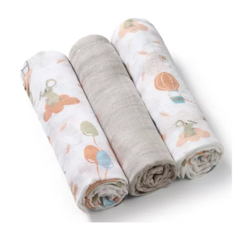 Babyono Textilpelenka színes #3db #bambusz #világosszürke #397-09