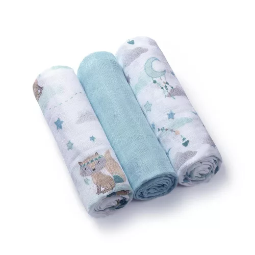 Babyono Textilpelenka színes #3db #bambusz #világoskék #397-12