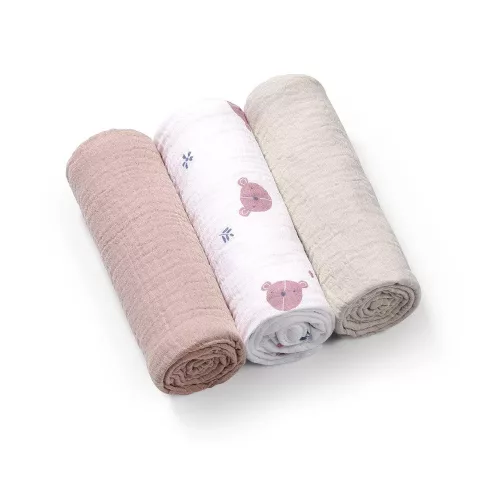 Babyono Textilpelenka színes gyűrt muszlin #3db #szürke 828/03